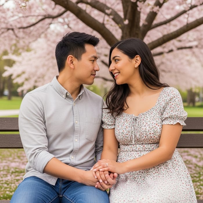 Tender Bond: Asian Man and Hispanic Woman - Romantic Portrait