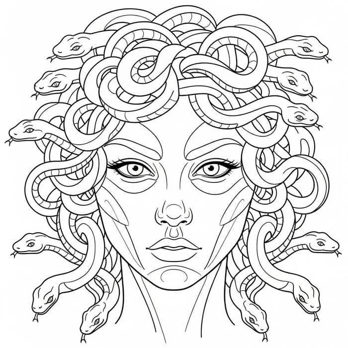 Gorgona Line Art - Mythological Design