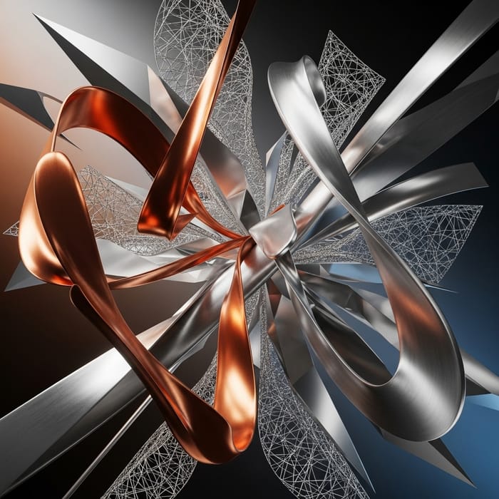 Abstract Copper, Silver, and Aluminum Art Designs Abstract Copper, Silver, and Aluminum Art Designs