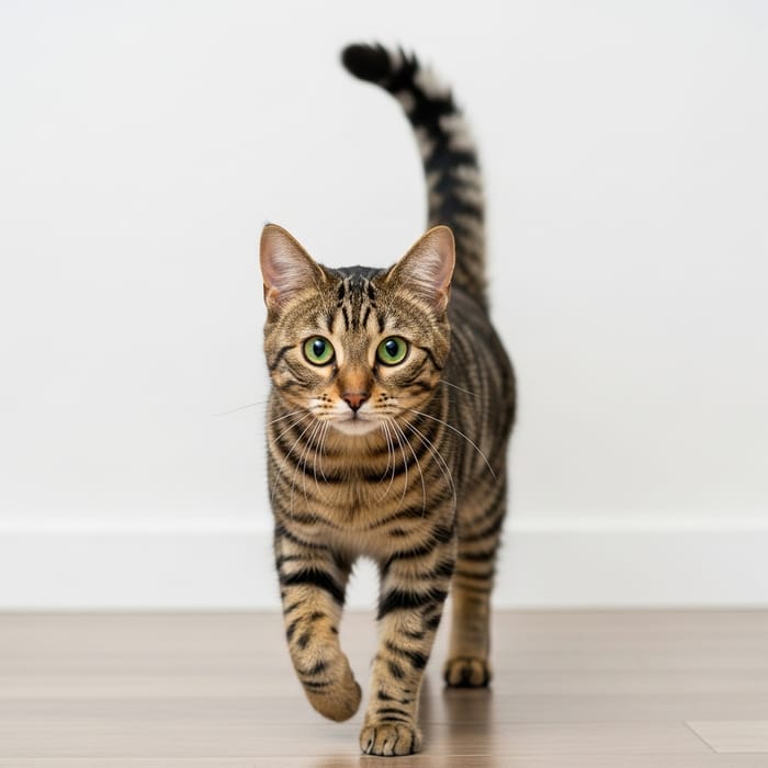 Enigmatic Medium-Sized Domestic House Cat with Tabby Fur
