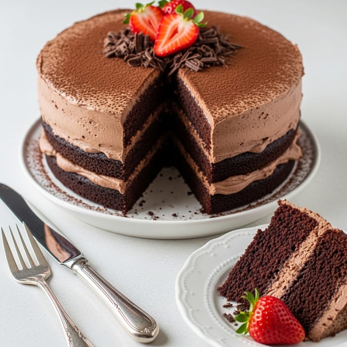 Decadent Chocolate Cake with Fresh Strawberries Decadent Chocolate Cake with Fresh Strawberries