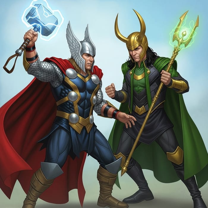 Loki vs Thor: Battle - Strength and Wit Displayed Loki vs Thor: Battle - Strength and Wit Displayed