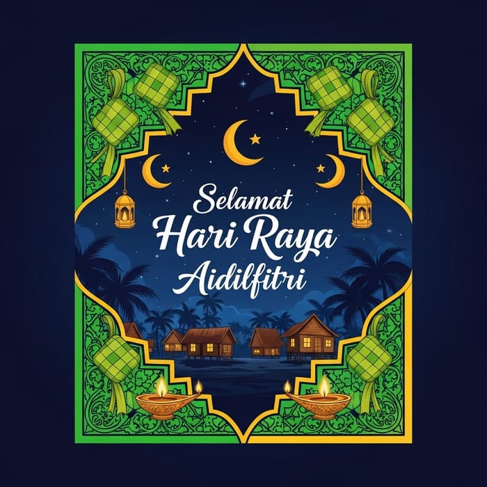 Hari Raya Greeting Poster | Traditional Malay Festivities Hari Raya Greeting Poster | Traditional Malay Festivities