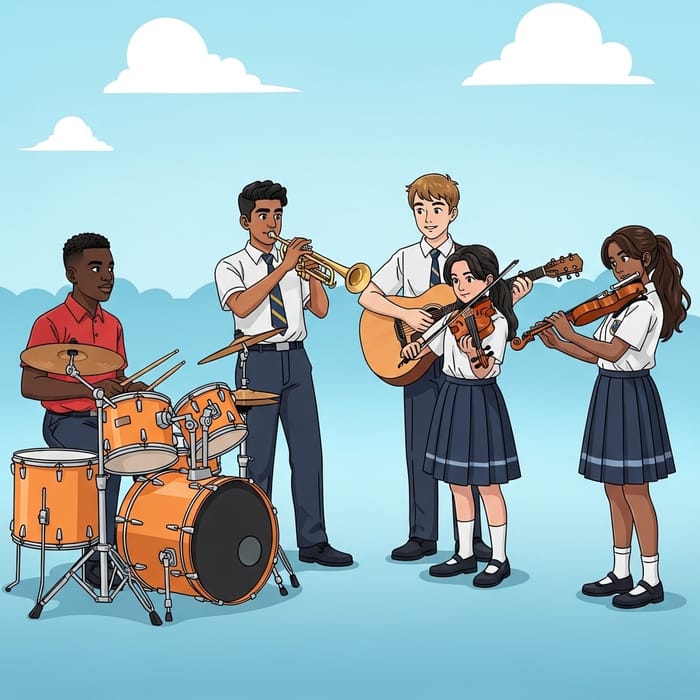 School Band Competition: Multicultural Harmony in Music