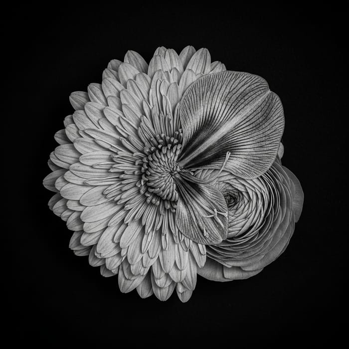 Vibrant Chimera Pressed Flower: Chrysanthemum, Amaryllis & Ranunculus