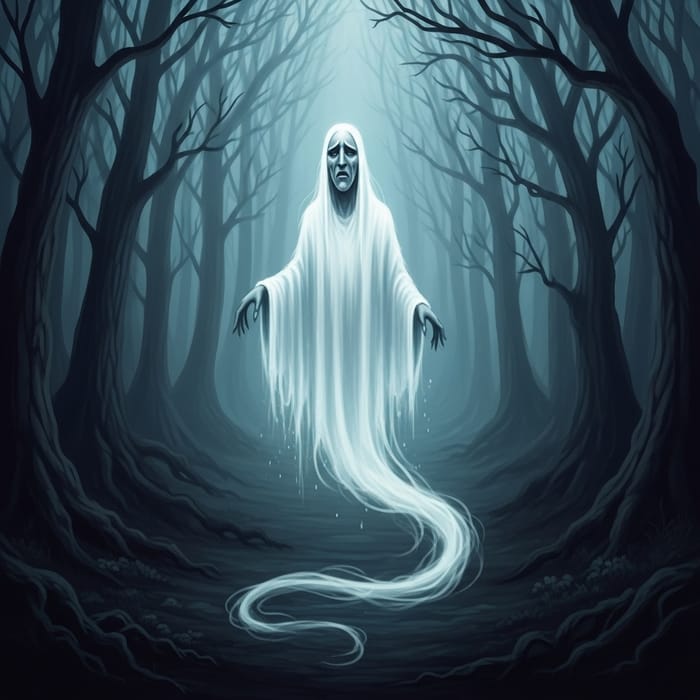 Ghostly Figure in Dark Misty Forest - A Chilling Encounter | Website Name Ghostly Figure in Dark Misty Forest - A Chilling Encounter | Website Name