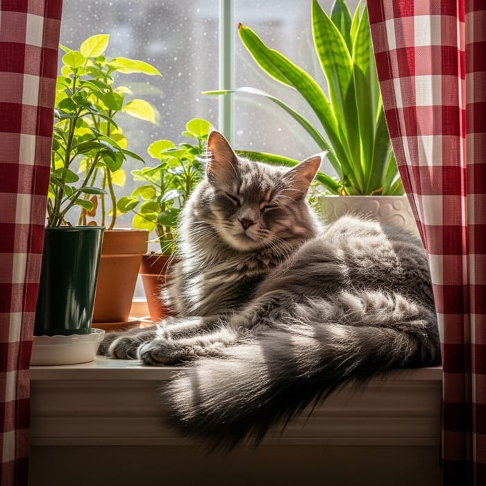 Adorable Cat Bathing in Sunlight Adorable Cat Bathing in Sunlight