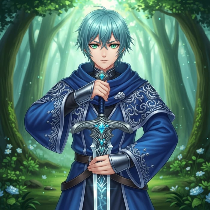 Rudeus from Jobless Reincarnation at 20 with Sword Rudeus from Jobless Reincarnation at 20 with Sword