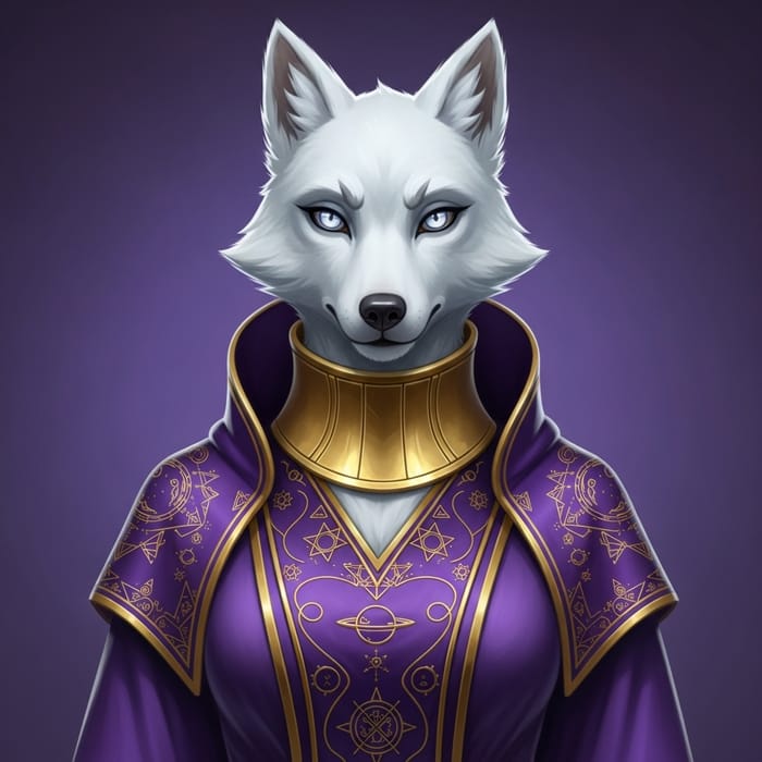 Female White Wolf Character with Silver Eyes in Royal Attire Female White Wolf Character with Silver Eyes in Royal Attire