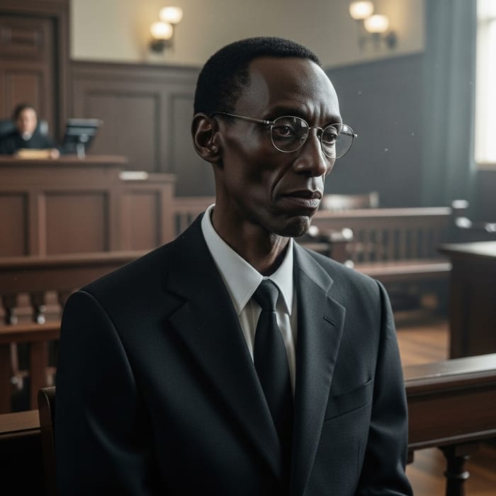 Black Man in Glasses Inside Courthouse