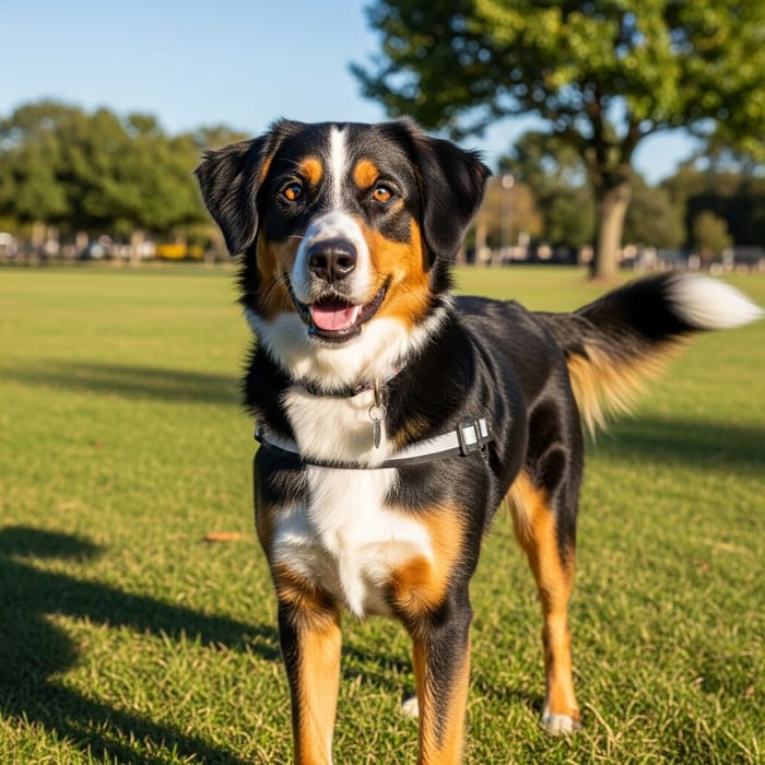 Adorable Medium Mixed Breed Dog with Tricolor Coat Adorable Medium Mixed Breed Dog with Tricolor Coat