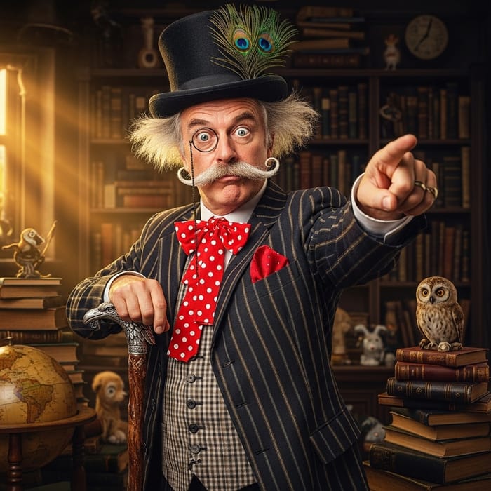 Comical Eccentric Man Exuding Authority