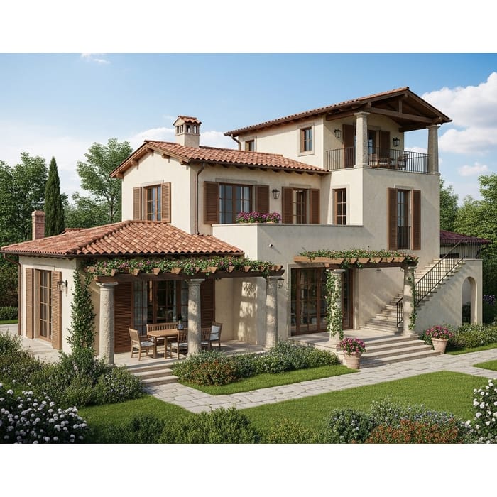 Tuscan Style Two-Level Villa Design Tuscan Style Two-Level Villa Design