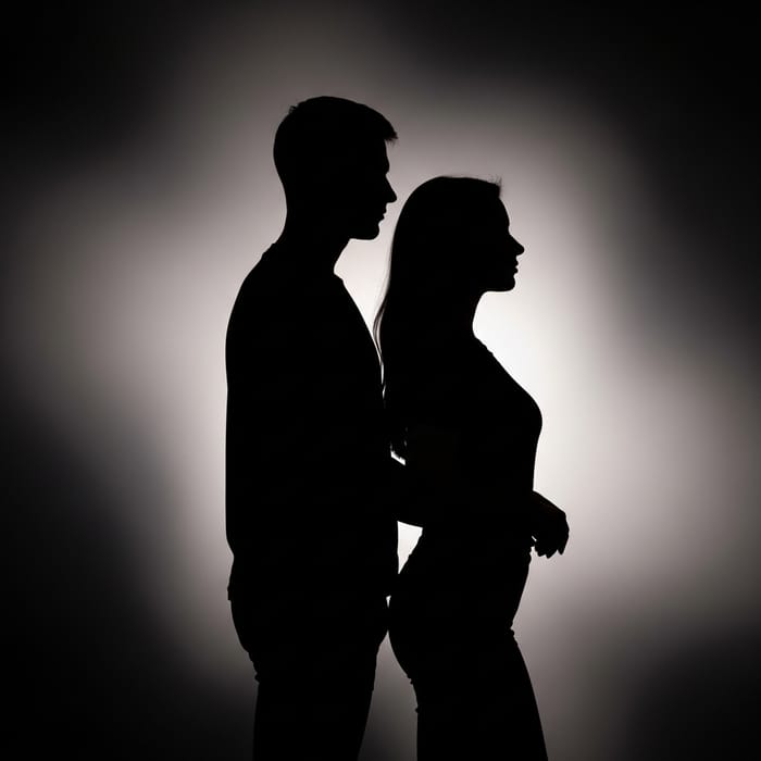 Silhouette Nude Male and Female Bodies