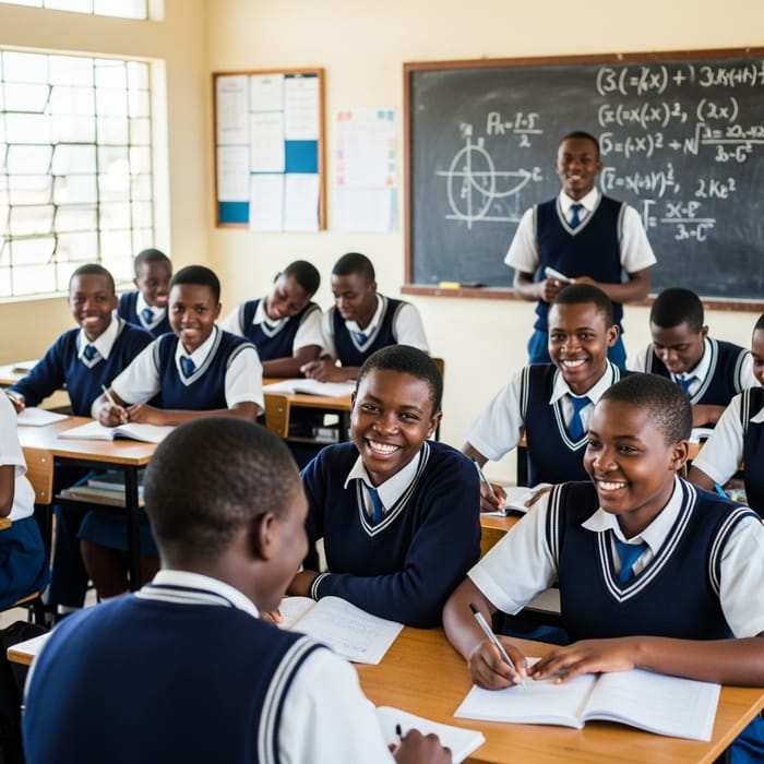 Joyful Learning: Happy Black African Teens in Classroom Joyful Learning: Happy Black African Teens in Classroom