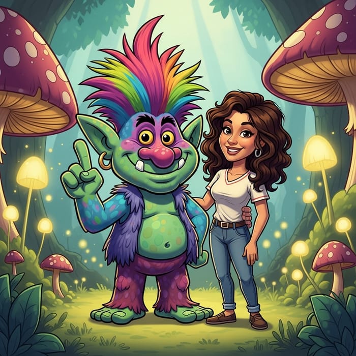 Troll and Brunette: Vibrant Cartoon Characters Troll and Brunette: Vibrant Cartoon Characters