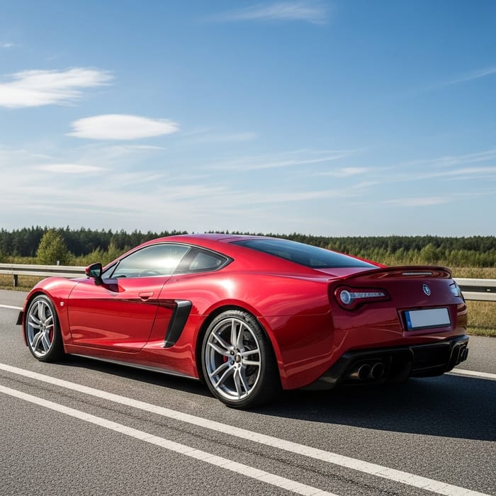 Sleek Red Sports Car | Powerful Design | Highway Drive