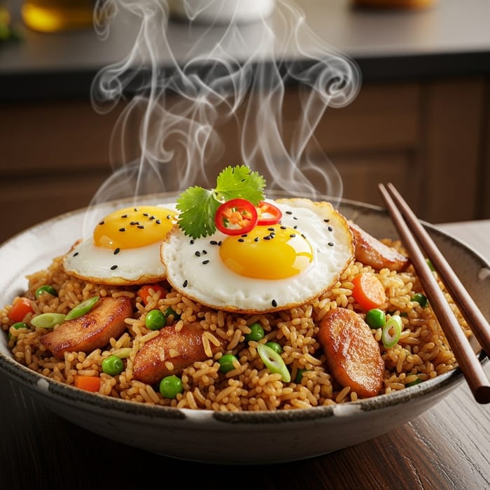 Authentic Vietnamese Fried Rice Bowl with Vegetables and Meat Authentic Vietnamese Fried Rice Bowl with Vegetables and Meat