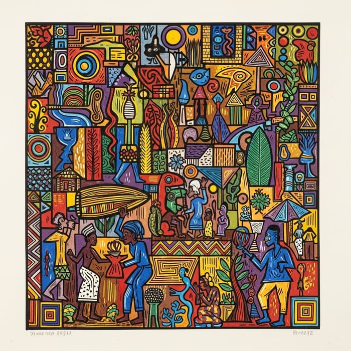 African Printmaking in Nigerian Art Style African Printmaking in Nigerian Art Style