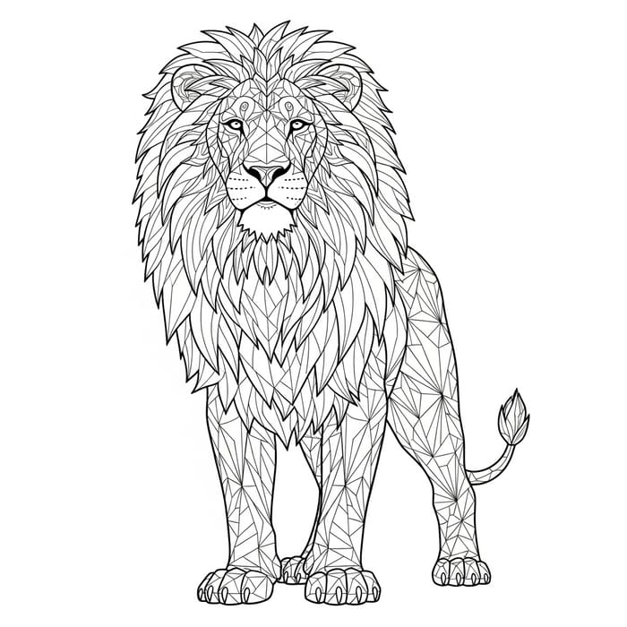 Intricate Geometric Lion Fractal - Coloring Masterpiece Intricate Geometric Lion Fractal - Coloring Masterpiece