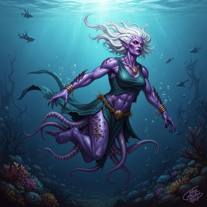 Ursula Sea Witch | Dark Moody Ocean Depths Illustration