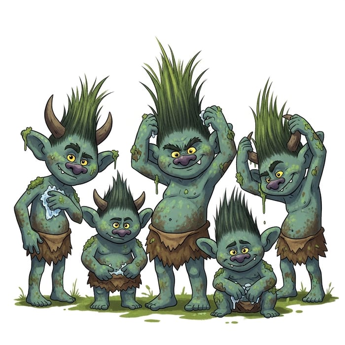 Adorable Cartoon Trolls Cleaning Up | Cute Characters Adorable Cartoon Trolls Cleaning Up | Cute Characters