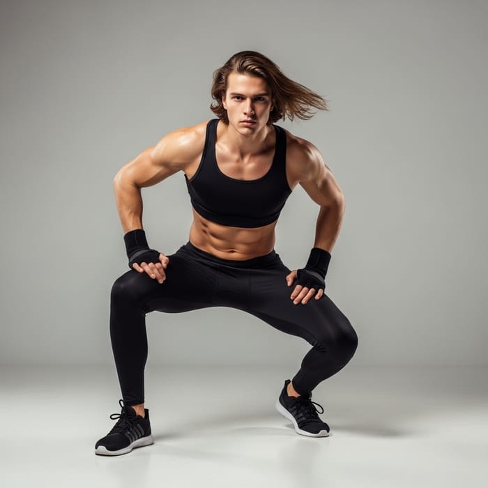 Young Man in Athletic Suit: Focused Training Young Man in Athletic Suit: Focused Training