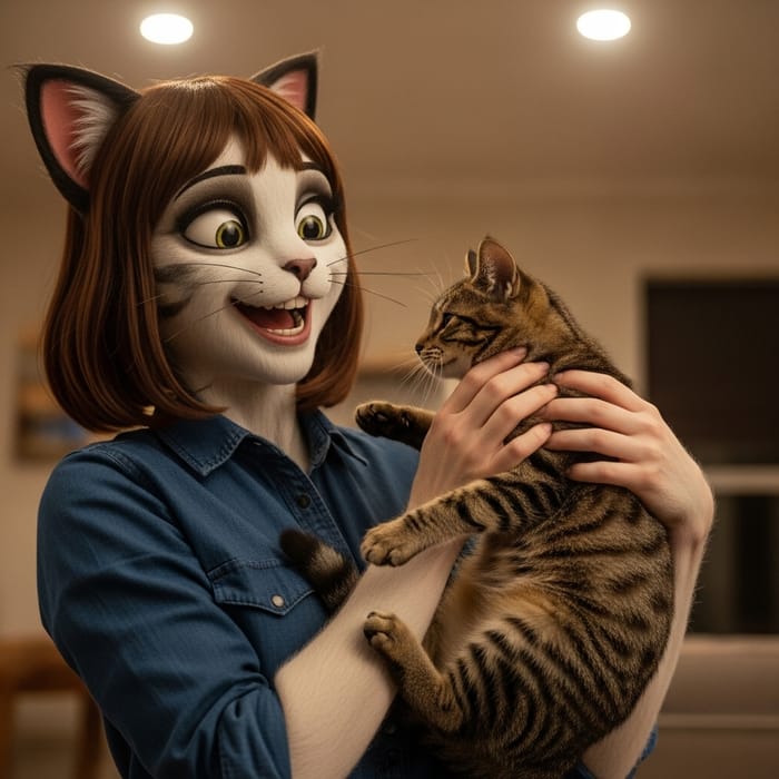 Neko Arc Stroking Cat - Delightful Scene