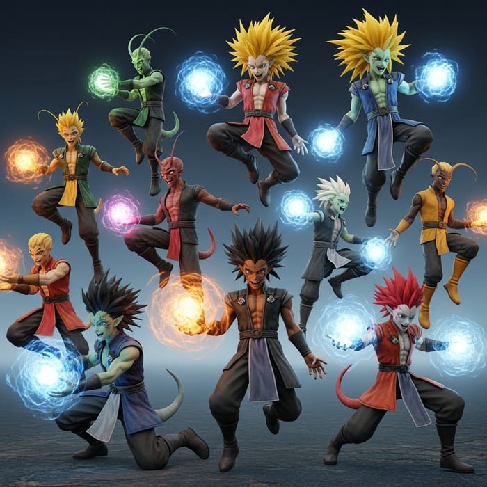 Dragon Ball Z Characters in Colorful 3D Fantasy Scene Dragon Ball Z Characters in Colorful 3D Fantasy Scene
