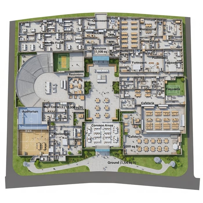 Efficient Academic Building Design for 200x100 Ft Land