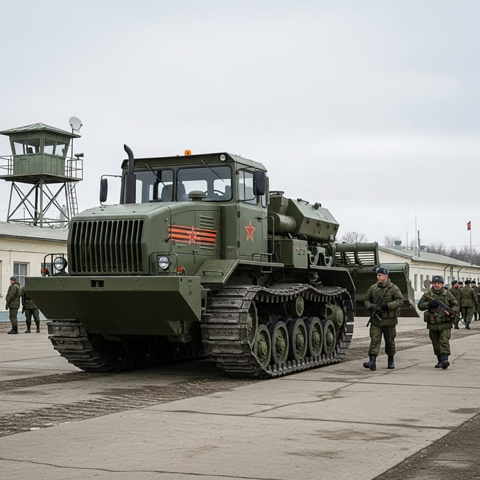 Special Soviet Military Tractor in Soviet Base Special Soviet Military Tractor in Soviet Base