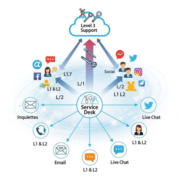 Omnichannel Service Desk Support Model for L1 & L2 Technical Support