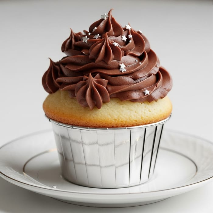 Delicious Cupcake with Silver Stars Delicious Cupcake with Silver Stars