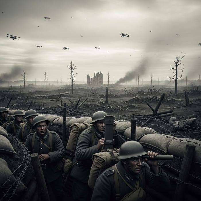World War Representation: Soldiers in Trenches & Vintage Planes World War Representation: Soldiers in Trenches & Vintage Planes