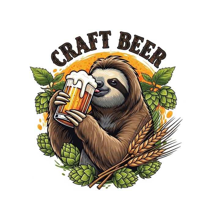 Craft Beer-Inspired Illustration: Beer-Drinking Sloth Artwork Craft Beer-Inspired Illustration: Beer-Drinking Sloth Artwork