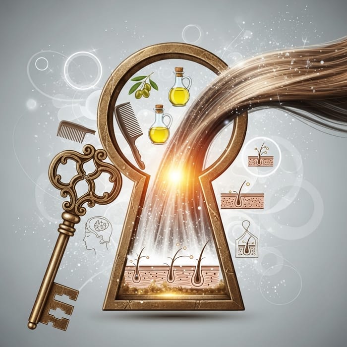Unlocking Secrets to Healthy Hair - Abstract Representation Unlocking Secrets to Healthy Hair - Abstract Representation