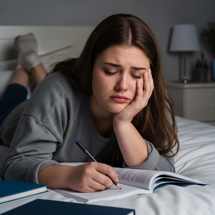 Understanding Teen Stress: Lonely Girl, Night Study Session Understanding Teen Stress: Lonely Girl, Night Study Session