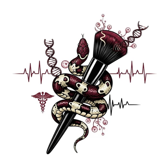 Vibrant Snake & Makeup Brush Logo - Surreal Medical Design Vibrant Snake & Makeup Brush Logo - Surreal Medical Design