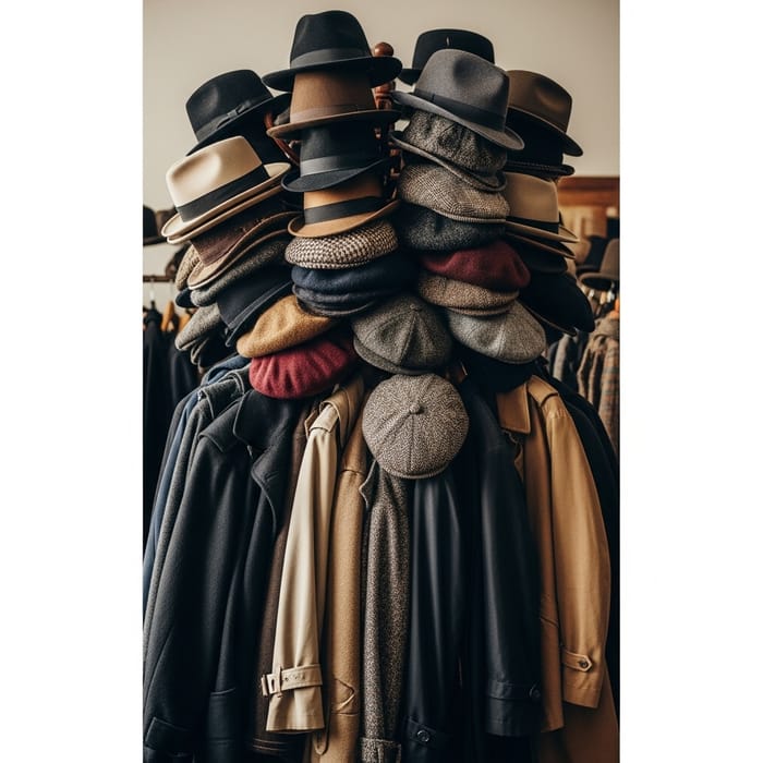 Vintage Hat Stand Overflowing with Coats and Hats Vintage Hat Stand Overflowing with Coats and Hats
