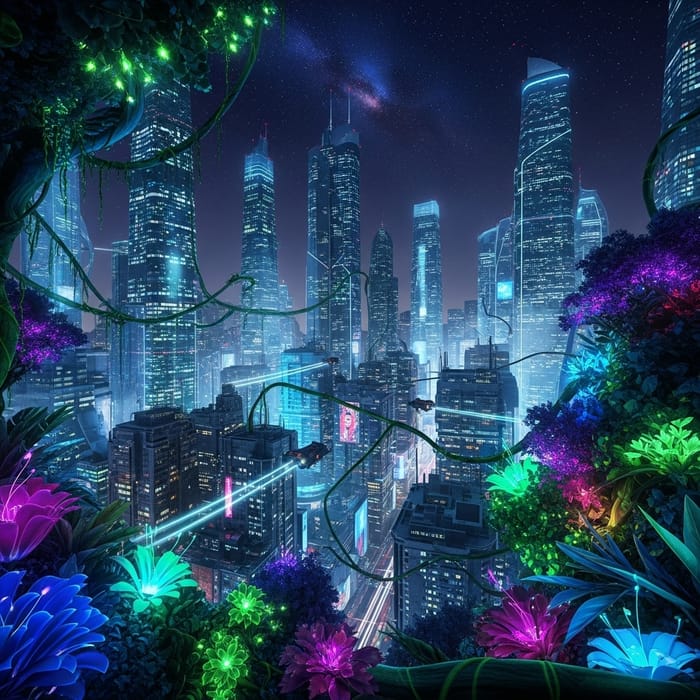 Neon Chat in Glowing Skyscrapers Neon Chat in Glowing Skyscrapers