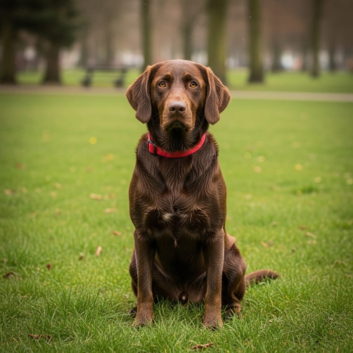 Sad Dog in Park - A Melancholic Scene Sad Dog in Park - A Melancholic Scene