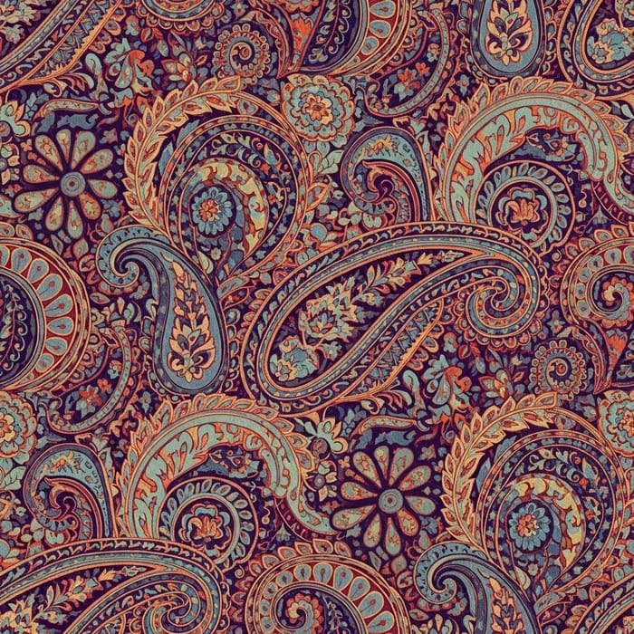 Vibrant Paisley Floral Motif with Persian Carpet Inspiration Vibrant Paisley Floral Motif with Persian Carpet Inspiration