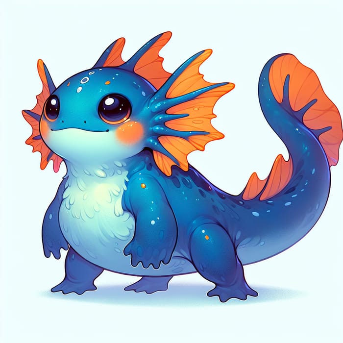 Marshtomp Pokemon - Friendly Blue Amphibian Fantasy Creature