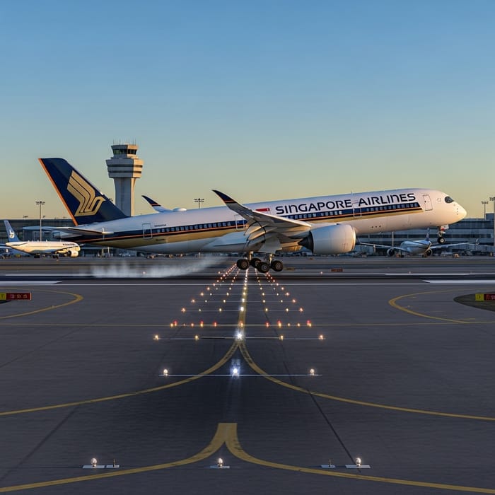 A350 Singapore Airlines Landing View A350 Singapore Airlines Landing View