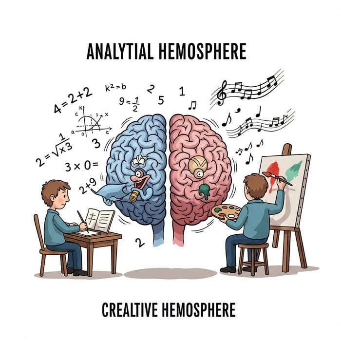 Left Brain vs. Right Brain: Analytical vs. Creative | Cartoonish Vintage Art Left Brain vs. Right Brain: Analytical vs. Creative | Cartoonish Vintage Art