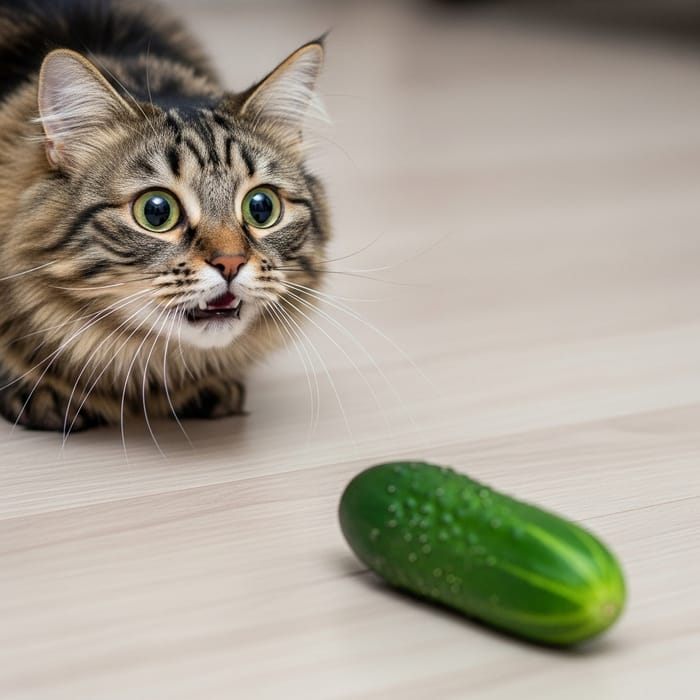 Shocked Cat Reaction to Cucumber - Startling Feline Encounter