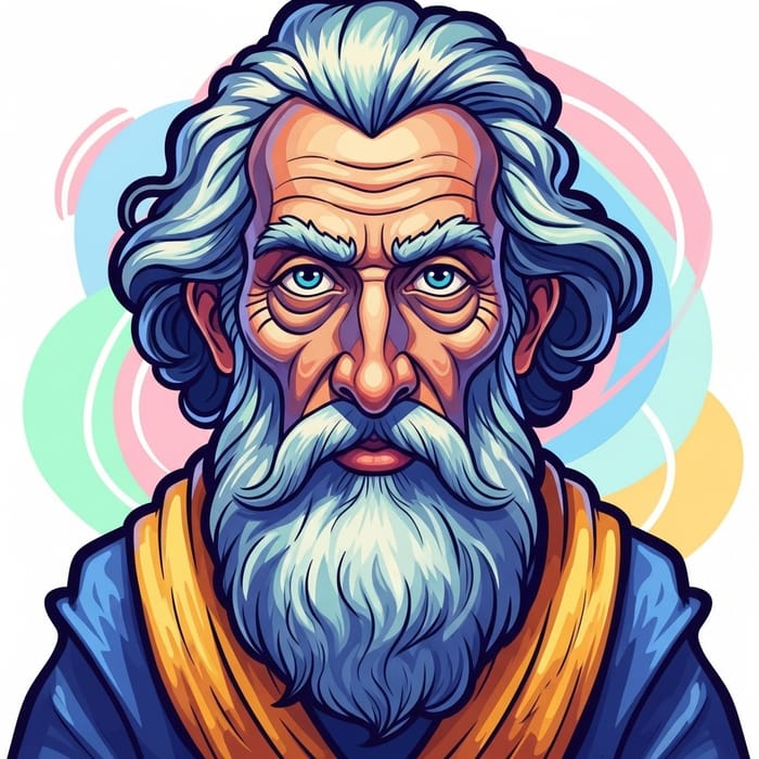 Wise Philosopher Persona in Vibrant Colors | Cartoon Style