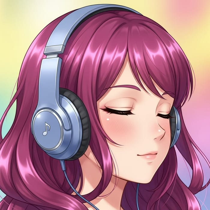 Anime Girl with Headphones | Serene Music Enthusiast