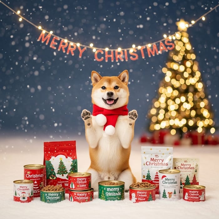 Create a Christmas Pet Food Promo with Festive Dog Create a Christmas Pet Food Promo with Festive Dog