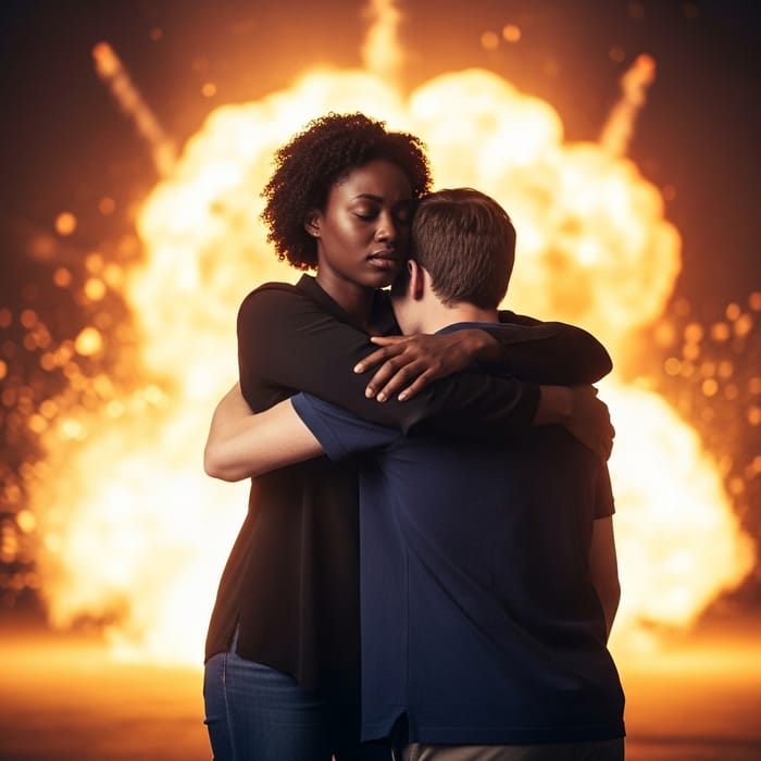 Courageous Woman Shields Friend from Explosion Courageous Woman Shields Friend from Explosion